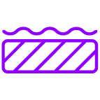 Purple outlined barrier icon with diagonal stripes and wavy lines above, symbolising dermatology care.