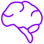 Purple outlined brain icon on a white background, symbolising CNS, anaesthesia and mental health care.
